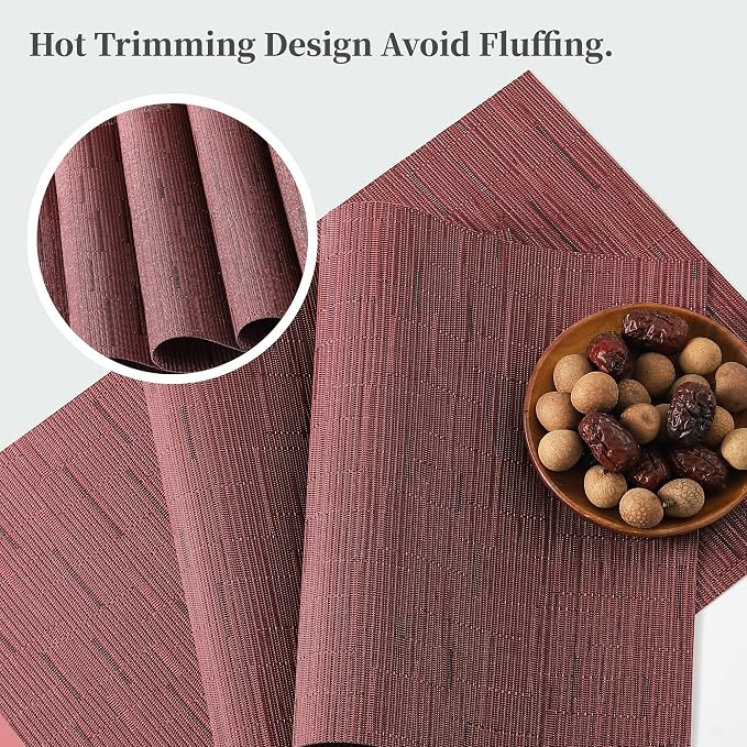 Leetaltree Burgundy Placemats Set of 8 - Image 3