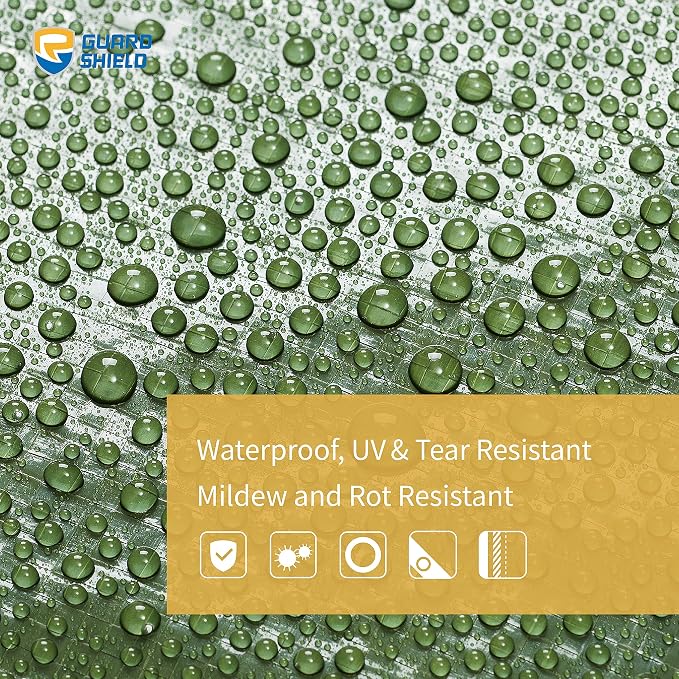 GUARD SHIELD Green Tarp Waterproof 10x10 Feet Medium Duty All Purpose Poly - Image 3