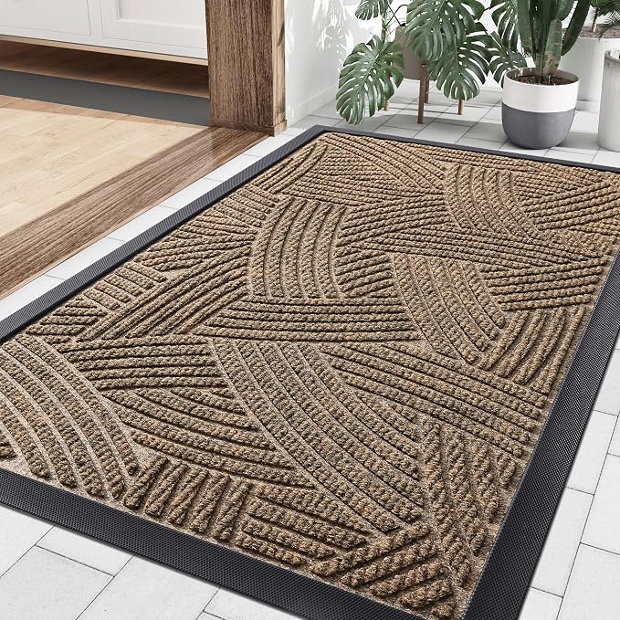 Smiry Front Door Mat Outside Entrance, Heavy Duty Sturdy Natural Rubber Doormat by Smiry