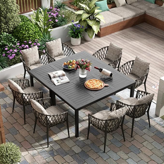 ZZV Outdoor Dining Table for 6-Person Rectangle Indoor Outdoor Table - Image 7