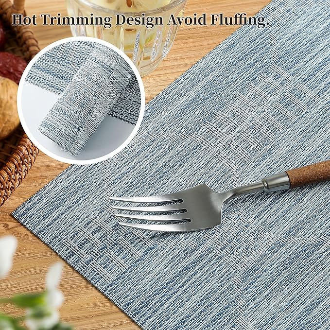Leetaltree Jacquard Blue Placemats Set of 8 - Image 3