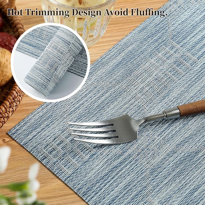 Leetaltree Jacquard Blue Placemats Set of 12 - Image 3