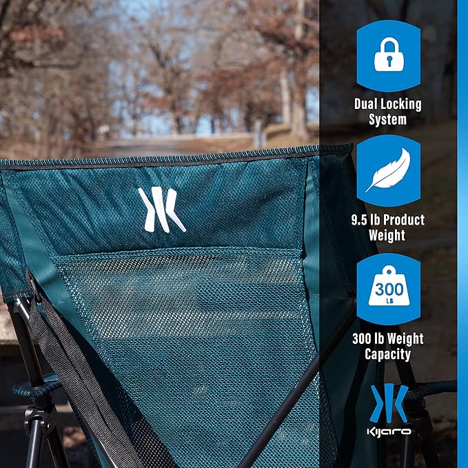 Folding Camp Chair in Cayman Blue Iguana, Diamond Ripstop Polyester, Dual Lock