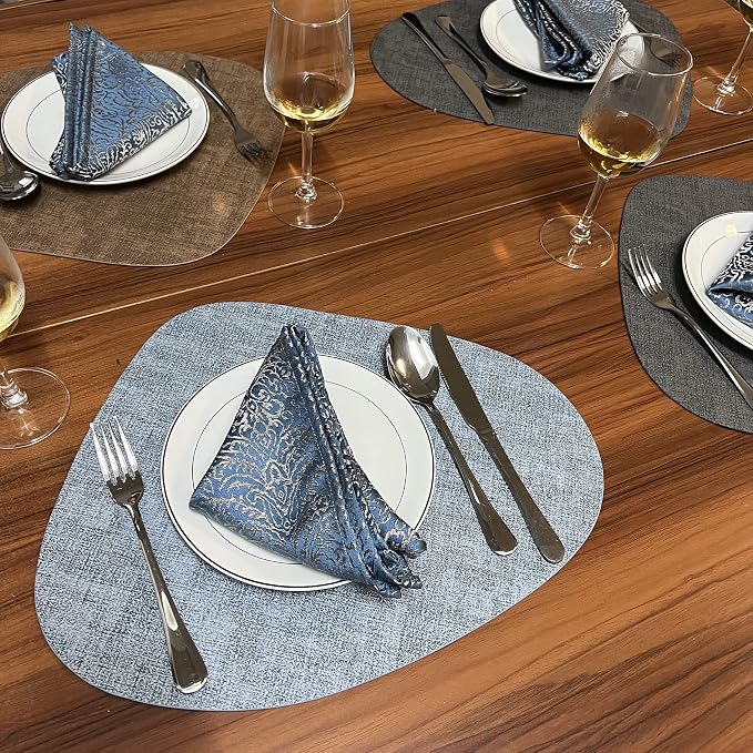 WAZAIGUR Washable Wipeable Waterproof Heat Resistant Faux Leather Placemats Set - Image 7