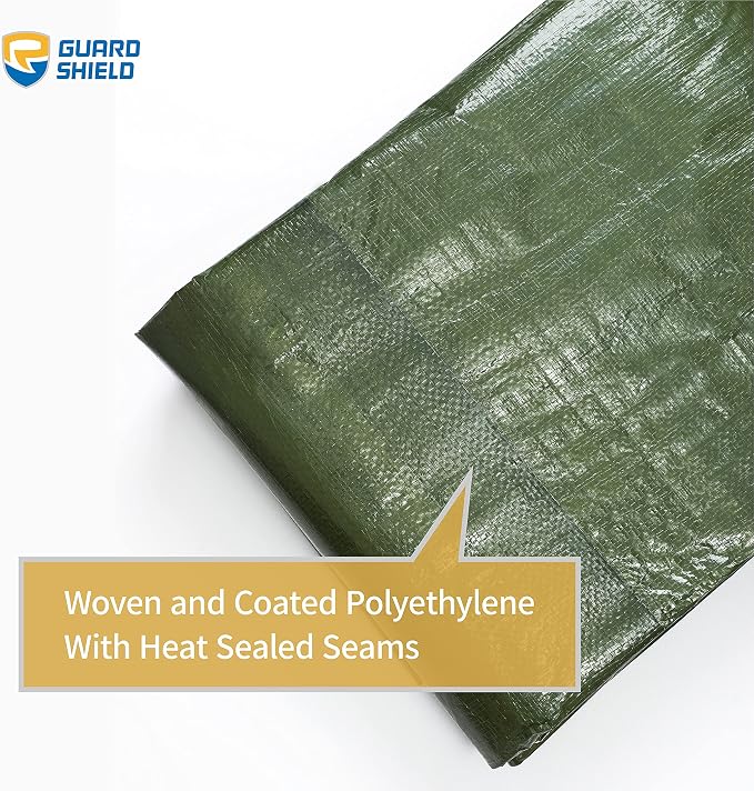 GUARD SHIELD Green Tarp Waterproof 12x20 Feet Medium Duty All Purpose Poly - Image 5