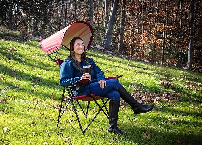 Folding Camping Chair with UPF 50+ Canopy, Royal Blue Alloy Steel