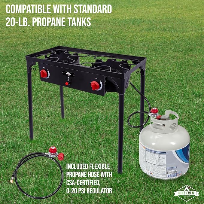 Hike Crew Auto Ignition Double-Burner Outdoor Gas Stove | 150, 000 BTU Portable - Image 4