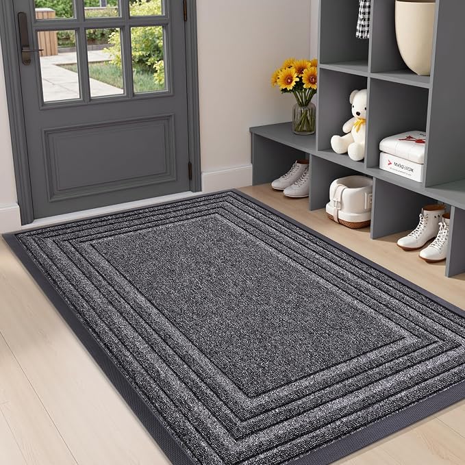 Buganda Front Door Mat Indoor Outdoor Entrance, Non-Slip Natural Rubber Doormats by Buganda