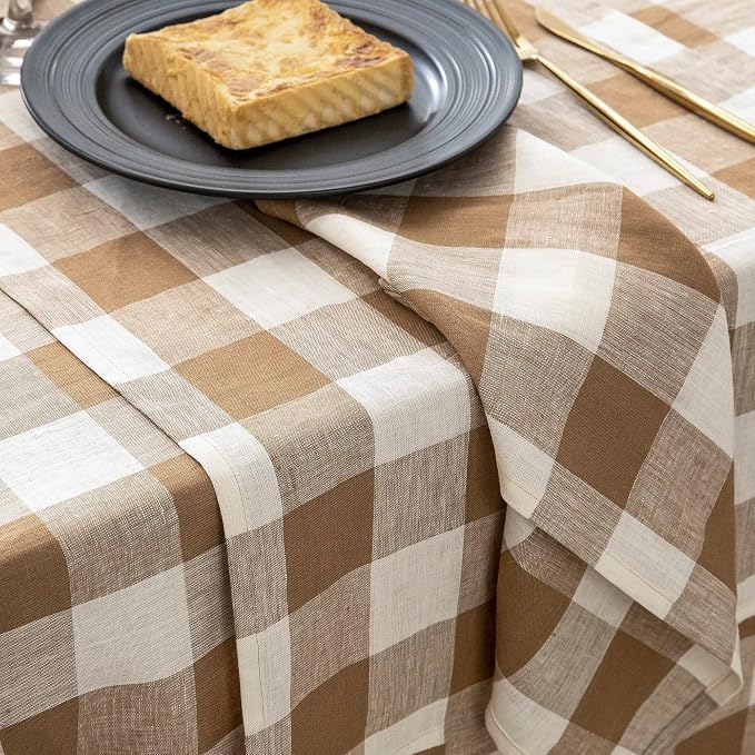 EVERLY 100% Yarn-Dyed Linen Rectangle Tablecloths 60x108Inches - Image 9