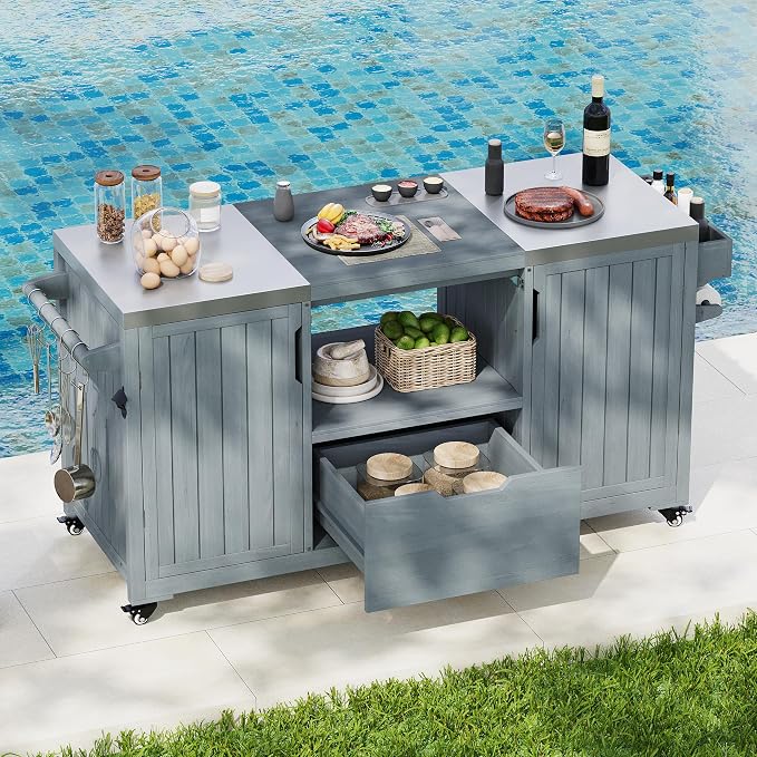 Merax 66.5" Outdoor Grill Table - Image 3