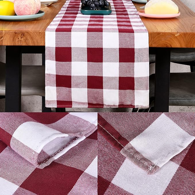 Tosewever Buffalo Check Plaid Farmhouse Table Runner, Cotton Polyester Blend - Image 5