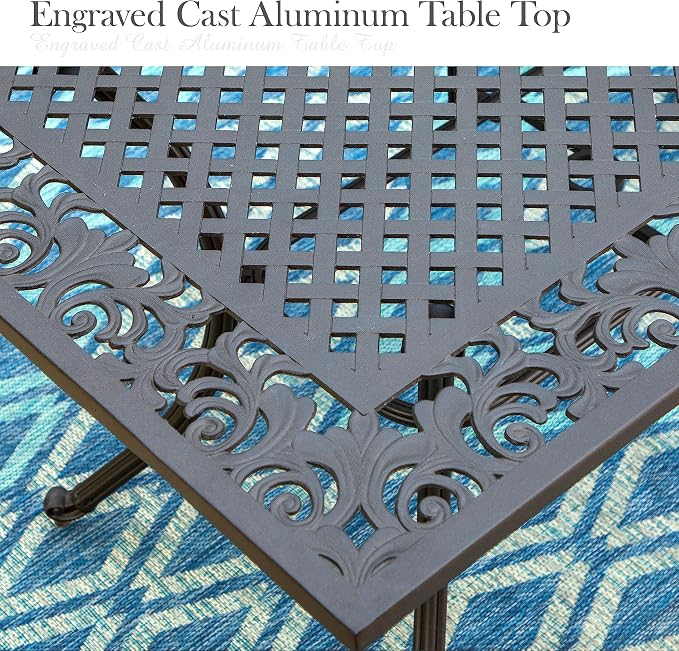 PHI VILLA Cast Aluminum Rectangular Patio Dining Tables - Image 6