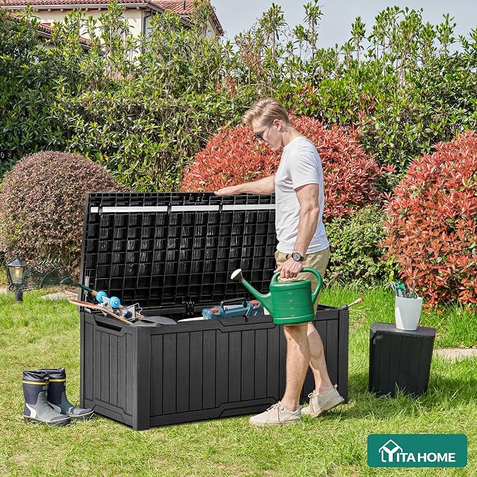 YITAHOME 120 Gallon Large Deck Box, Resin Outdoor Storage Box - Image 2