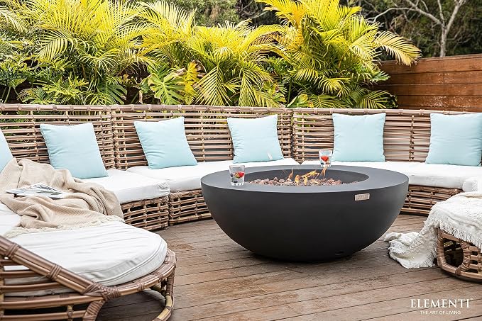 Elementi | Lunar Gas Fire Pit Cast Concrete 42" Round Fire Table, Outdoor Fire - Image 4