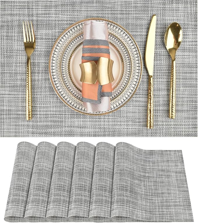 SLKQG Gray Placemats Set of 6 by SLKQG