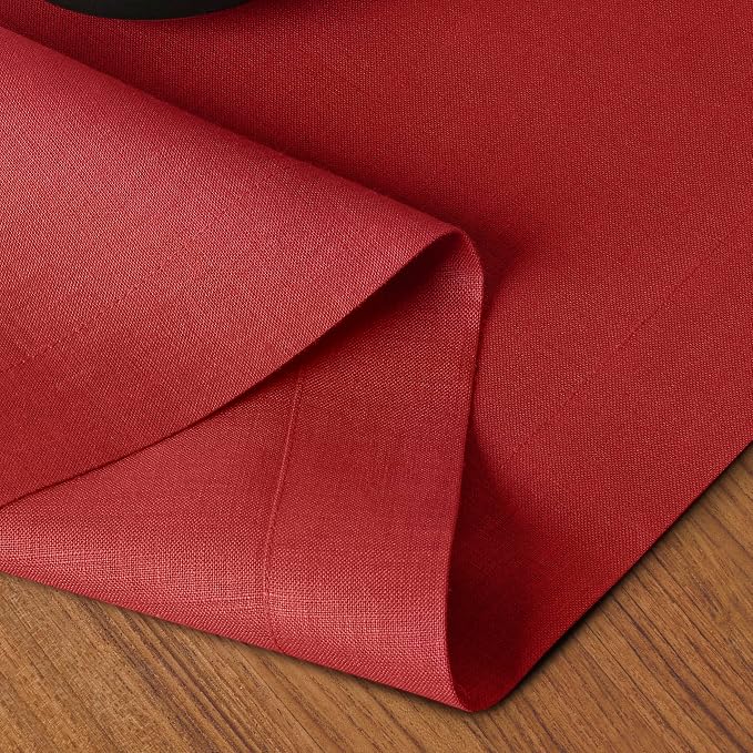 D'Moksha Homes Linen Bright Red Table Runner 120 Inches Long - Image 3