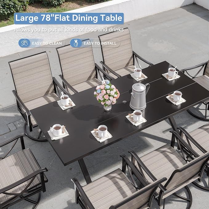 Kurapika 9-Piece Patio Dining Set, Patio Furniture Set - Image 7