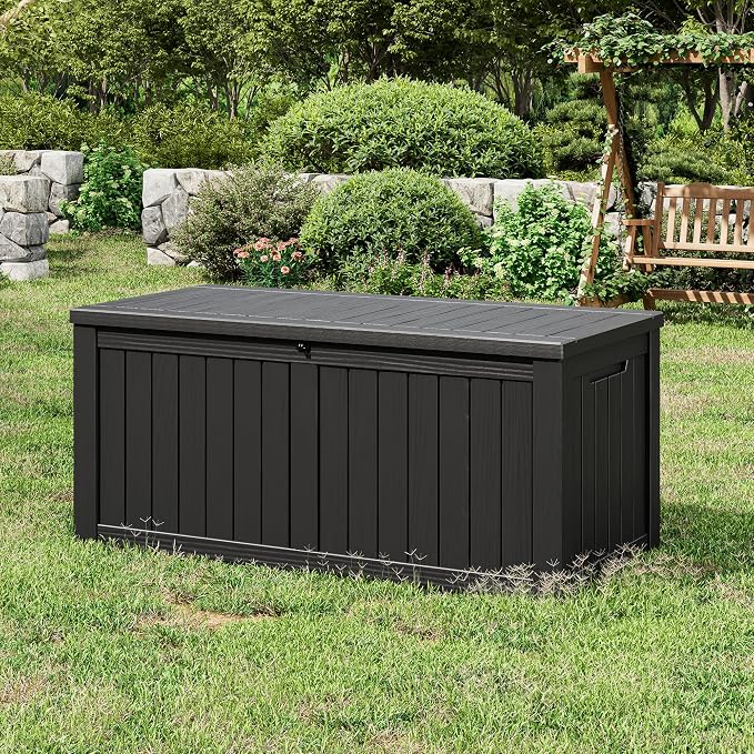 NUNU LAB Outdoor Storage Box 150 Gallon, Resin Large Sturdy Deck Box, Backyard - Image 3
