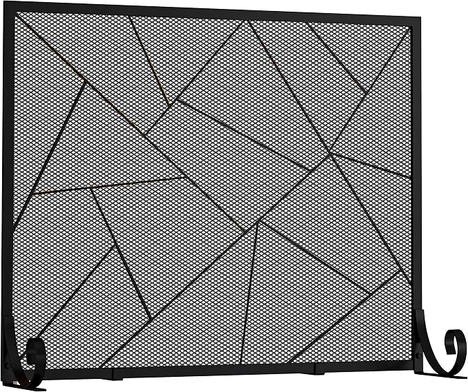 Fire Beauty Fireplace Screen Decorative Mesh Geometric Fire Spark Guard Gate - Image 2