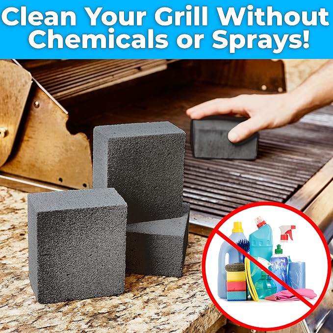 Heavy Duty, Non-Toxic Black Grill Brick Cleaner 4 Pack Reusable Chemical Free - Image 4
