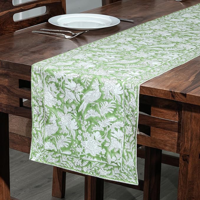 CPC Cotton Table Runner 16x90 Inch Block Printed Long Fall Table Runner by COTTONPRINTCLUB